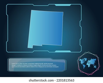 NEW MEXICO Map infographic technology blue Color element collection background