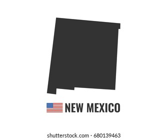 New Mexico map isolated on white background silhouette. New Mexico USA state. American flag. Vector illustration.
