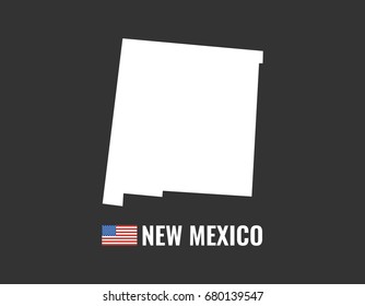 New Mexico map isolated on black background silhouette. New Mexico USA state. American flag. Vector illustration.