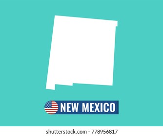 New Mexico map isolated on color background silhouette. New Mexico USA state. American flag. Vector illustration.