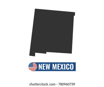 New Mexico map isolated on white background silhouette. New Mexico USA state. American flag. Vector illustration.