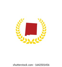 New Mexico Map And Laurel Wreath Logo Design Template