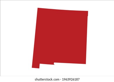 NEW MEXICO Map Red Color on White Backgound