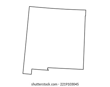 NEW MEXICO Map shadow in minimal line outline thin shape isolated vector illustration