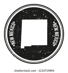 New Mexico Map Symbol Round Design Stamp Travel and Business