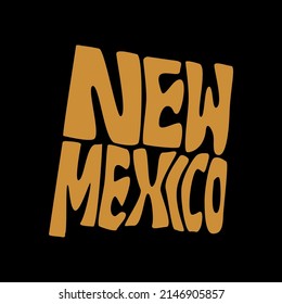 New Mexico map typography. New Mexico state map typography. New Mexico lettering.