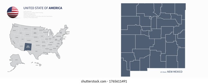 New Mexico Map. U.s. States Vector Map Of New Mexico. Us States Map. 