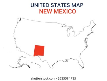 New mexico map of USA state. New mexico map vector illustration. New mexico vector map on white background.