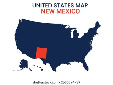 New mexico map of USA state. New mexico map vector illustration. New mexico vector map on white background.
