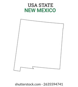 New mexico map of USA state. New mexico map vector illustration. New mexico vector map on white background.