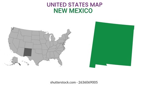 New mexico map of USA state. New mexico map vector illustration. New mexico vector map on white background.