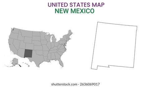New mexico map of USA state. New mexico map vector illustration. New mexico vector map on white background.