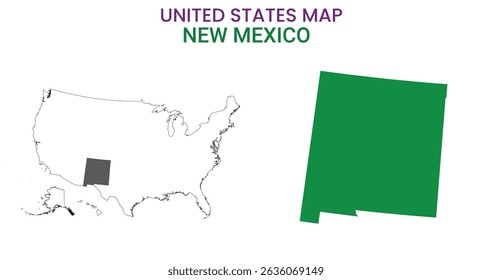 New mexico map of USA state. New mexico map vector illustration. New mexico vector map on white background.