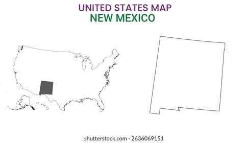 New mexico map of USA state. New mexico map vector illustration. New mexico vector map on white background.