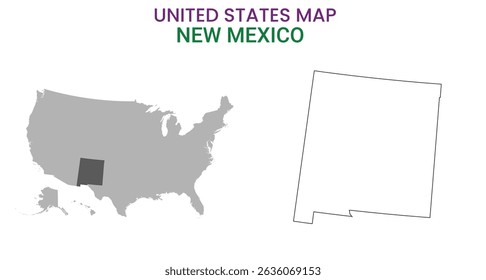 New mexico map of USA state. New mexico map vector illustration. New mexico vector map on white background.