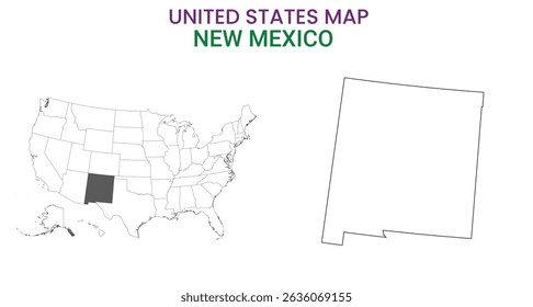 New mexico map of USA state. New mexico map vector illustration. New mexico vector map on white background.