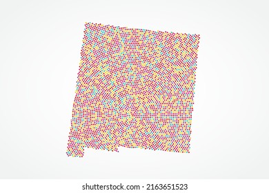 New Mexico Map - USA, United States of America map vector template with colorful dots, grid, grunge, halftone style isolated on white background for design - Vector illustration eps 10