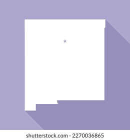 New Mexico map vector illustration. Lavender colored flat map of south west state with the capital - Santa Fe. United States od America, infographics, geography concepts.