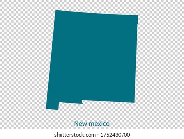 New mexico map vector, isolated teal color on transparent background