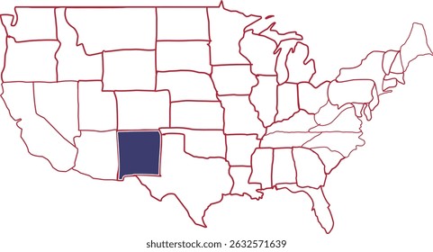 New Mexico Map vector, united states of america map. America Map