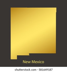 New Mexico map,border with golden gradient. Vector illustration