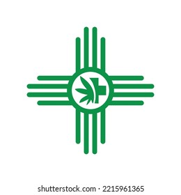 New Mexico in Marijuana leaf shape. The concept of legalization Cannabis in New Mexico. Medical cannabis illustration.