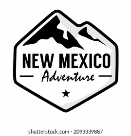 New Mexico with mountain silhouette on white background