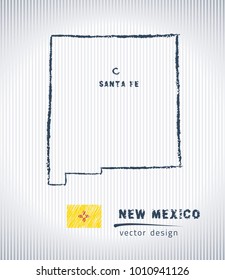 New Mexico national vector drawing map on white background