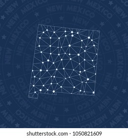 New Mexico network style us state map. Amusing space style, modern design for infographics or presentation.