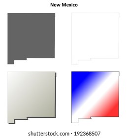New Mexico outline map set - vector version 