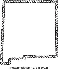 Novo México Rope Border Frame Ilustração vetorial preto e branco