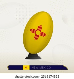 New Mexico Rugby Ball on Rugby Kicking Tees with Modern Design. Illustration perfect for sports, national pride, and rugby-related projects.