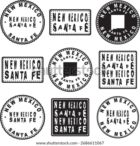 New Mexico Santa Fe Round Seal Map Design