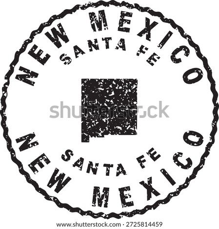 New Mexico Santa Fe Round Seal Map Design