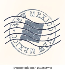 New Mexico Stamp Postal. Map Silhouette Seal. Passport Round Design. Vector Icon. Design Retro Travel.
