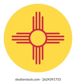New Mexico State Flag emblem. Circle badge. Vector
