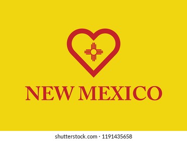 New Mexico State Flag Heart Shape Country Emblem U.s. Symbol