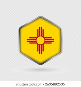 New Mexico State Flag Icon in Hexagon Shape.