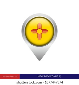 New Mexico State Flag Map Pin Icon Vector Illustration Design Template.