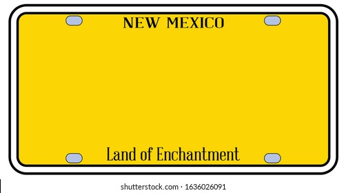 New Mexico state license plate in the colors of the state flag over a white background