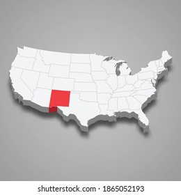 New Mexico state location within United States 3d isometric map