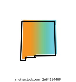 Mapa do estado do Novo México apresentando cores de gradiente suave com um design de contorno limpo. Esta ilustração vetorial vibrante e moderna é perfeita para projetos digitais, infográficos, apresentações e cartógrafo
