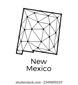 New Mexico state map polygonal illustration made of lines and dots, isolated on white background. US state low poly design