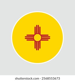 New Mexico state national flag. round flag icon. Standard color. Vector illustration.	