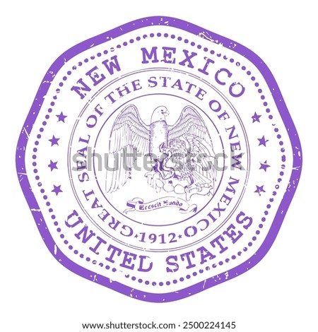 New Mexico state stamp with seal, USA travel stamp, shabby postmark of New Mexico, vector