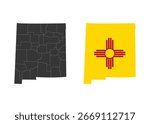 New Mexico state of USA. New Mexico flag and territory. States of America territory on white background. Separate states. Vector 