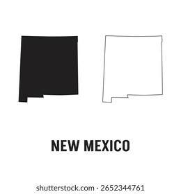 Estado do Novo México dos EUA. Bandeira e território do Novo México. Território dos Estados Unidos sobre fundo branco. Estados separados. Ilustração vetorial