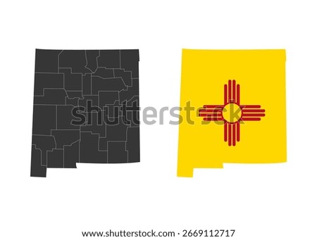 New Mexico state of USA. New Mexico flag and territory. States of America territory on white background. Separate states. Vector 