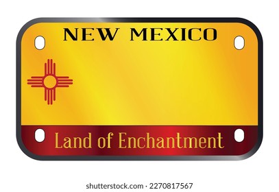 New Mexico State USA motorcycle licence license plate over a white background