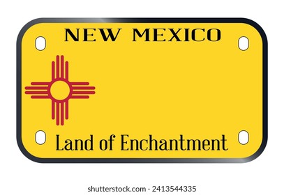 New Mexico State USA motorcycle licence license plate over a white background